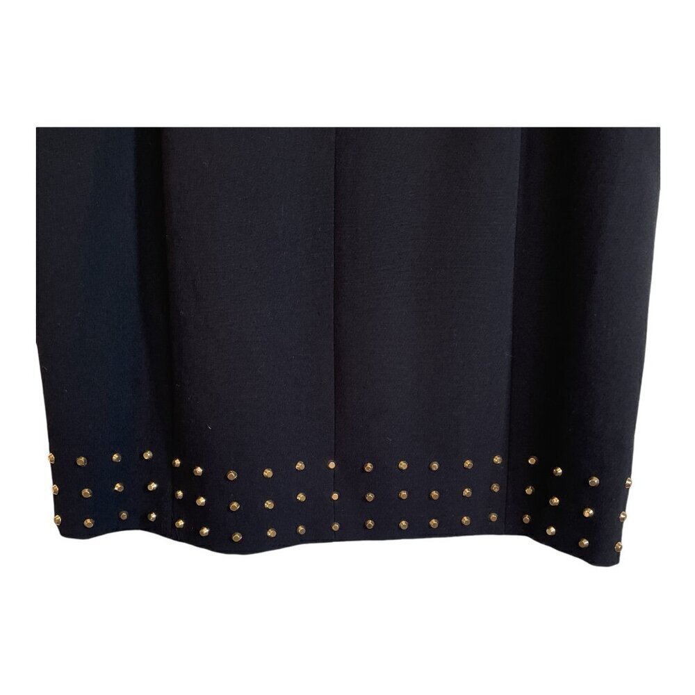 Michael Kors Black 3/4 Sleeve Structured Dress Gold Stud Sz 10 City Party Modern - Picture 6 of 10